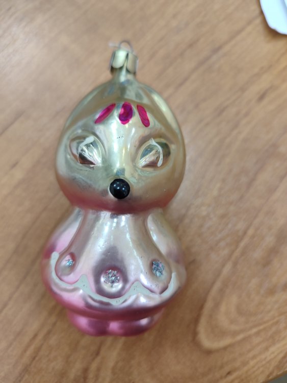 Ёлочная игрушка "Лиса". Стекло.СССР. 60-года.